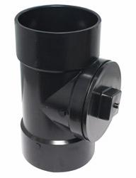 ABS DWV 6" C/O TEE W/ PLUG HXHXFPT BLK