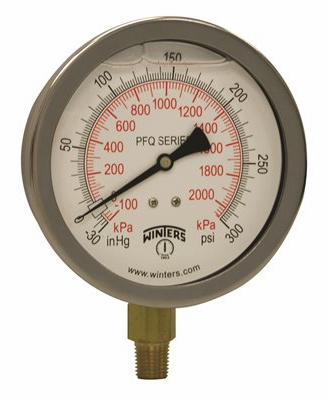 QUALITY FILLED 4" 30"-0-300 PSI/KPA 1/4" BTM