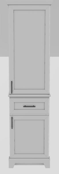 18" RH Linen Tower Modern Shaker Upper and Lower Doors with Bar Handles
