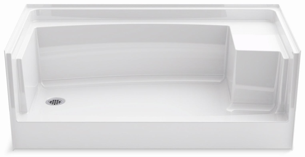 Bowen 60" x 31-1/4'" RH Drain Shower Base with LH Seat & 21" Knee Wall