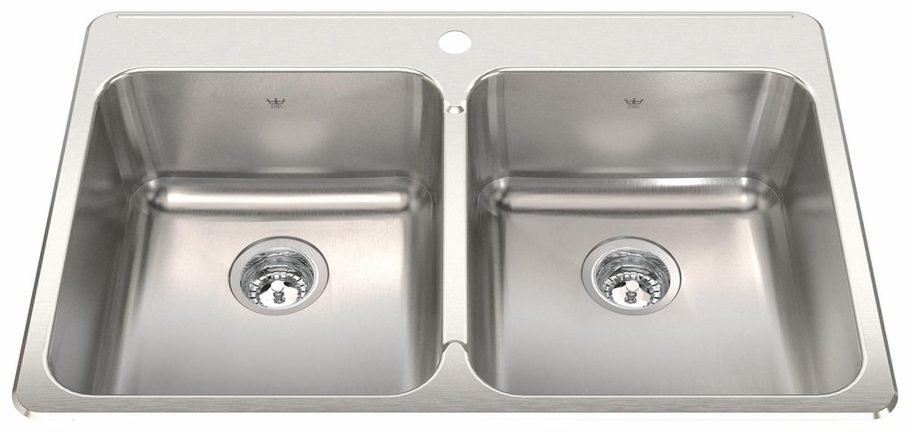 Steel Queen 33-3/8" 1-Hole 2 Bowl Drop-In Kitchen Sink
