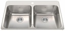 Steel Queen 33-3/8" 1-Hole 2 Bowl Drop-In Kitchen Sink