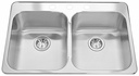Steel Queen 31-1/4" 3-Hole 2 Bowl Drop-In Kitchen Sink