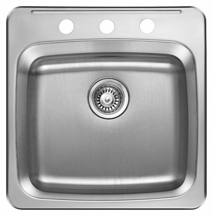 3-Hole 1 Bowl Drop-In Sink