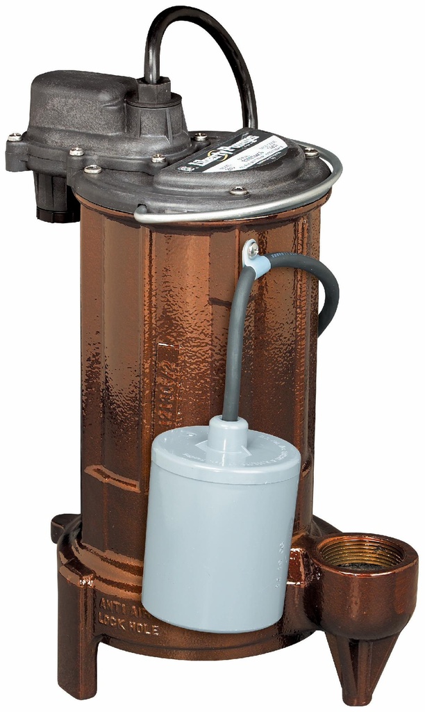 1/2 HP 1-Phase 115V Cast Iron Sump/Effluent Pump with 25' Cord Wide Angle Float