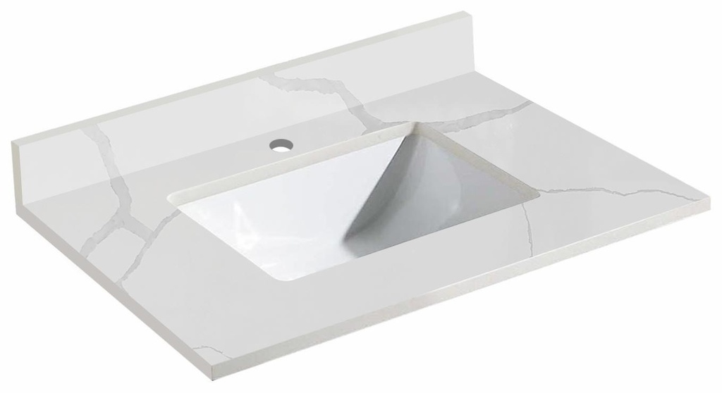 Calcutta Quartz Counter Top with Undermount Sink