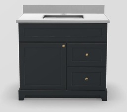 [2570322] 36" RH Drawer Standard Vanity Modern Shaker with Prestige Knobs