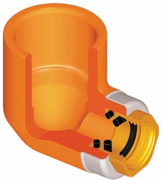 [3270377] 1" x 1/2" SxFPT TorqueSafe 90 Sprinkler Head Elbow FlameGuard