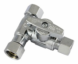 [1699156] 3/8"F SV X 3/8" X 3/8" OD COMP TEE VAL POU LF